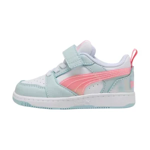 PUMA REBOUND V6 INFANTIL COLOR BLANCO AZUL ROSA