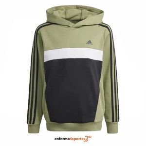 SUDADERA JUNIOR ADIDAS 3S TIB FL HD | TENGRN/BLACK/WHITE