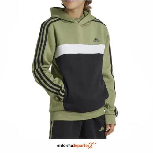 SUDADERA JUNIOR ADIDAS 3S TIB FL HD | TENGRN/BLACK/WHITE - Imagen 3