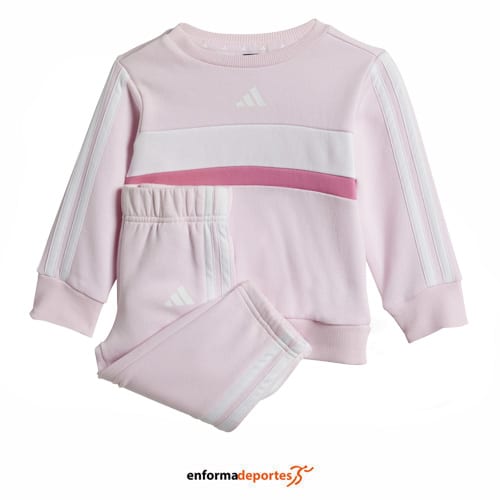Chandal Infantil Adidas 3s Tiberio Fleece | CLPINK/PNKFUS/WHITE - Imagen 2