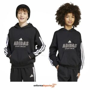 Sudadera Junior Adidas House of Tiro Fleece Hoodie | BLACK/WHITE