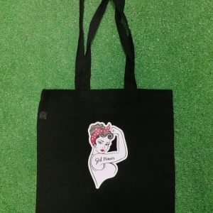 BOLSA TELA (TOTE BAG) GIRL POWER. NEGRA