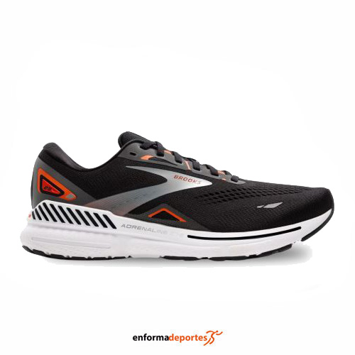 ZAPATILLA HOMBRE BROOKS ADRENALINE GTS 23 | BLACK/MANDARIN RED/SILVER - Imagen 2