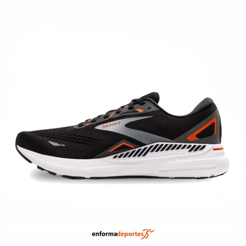 ZAPATILLA HOMBRE BROOKS ADRENALINE GTS 23 | BLACK/MANDARIN RED/SILVER - Imagen 3