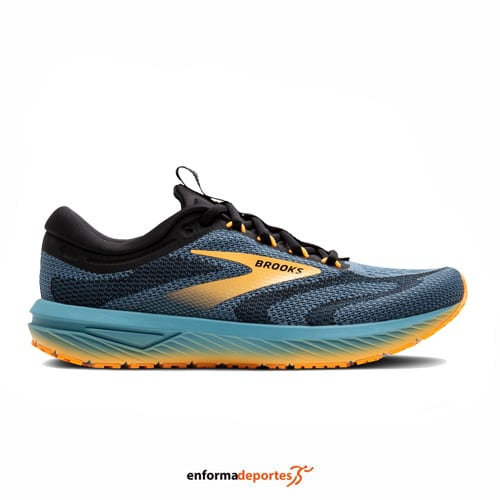 ZAPATILLA HOMBRE BROOKS REVEL 7 | STORM BLUE/BLACK/ORANGE P - Imagen 2
