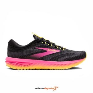 ZAPATILLA MUJER BROOKS REVEL 7 | BLACK/PINK/LEMON TONIC