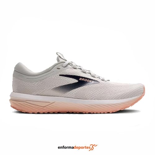 ZAPATILLA MUJER BROOKS REVEL 7 | OYSTER/WHITE/TROPICAL PEA - Imagen 2