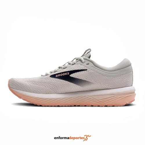ZAPATILLA MUJER BROOKS REVEL 7 | OYSTER/WHITE/TROPICAL PEA - Imagen 3