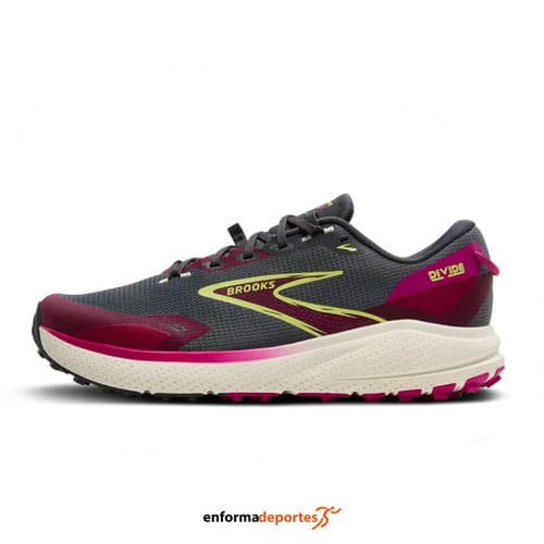 Zapatilla mujer Brooks Divide 6 | EBONY/FUCHSIA/LIME - Imagen 3