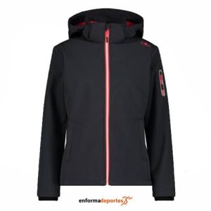 CHAQUETA SOFTSHELL MUJER CAMPAGNOLO ZIP HOOD | ANTRACITE-CORALLO