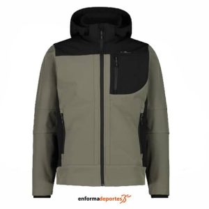 CHAQUETA SOFTSHELL HOMBRE CAMPAGNOLO ZIP HOOD | OLIVE-NERO