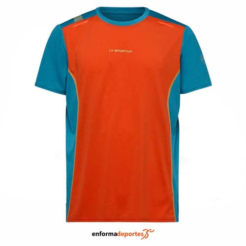 CAMISETA HOMBRE LA SPORTIVA TRACER T-SHIRT | CHERRY TOMATO/TROPIC BLUE - Imagen 2