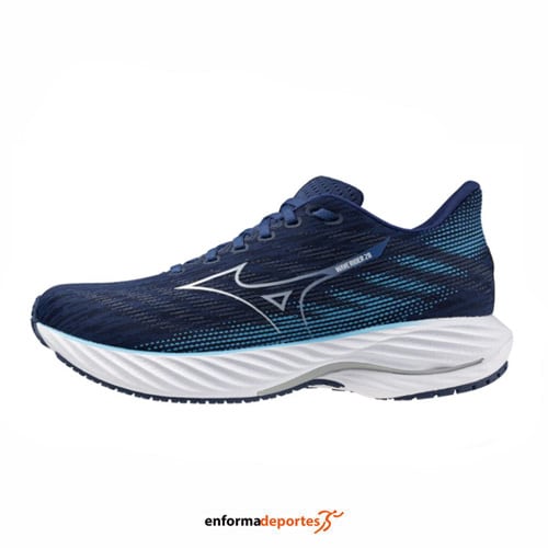 Zapatilla hombre Mizuno Wave Rider 28 | VINTAGEINDIGO/NEOMINT/FRO - Imagen 3
