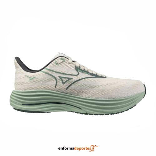 Zapatilla hombre Mizuno Wave Rider 29 | WHITE/BISTRO GREEN/CREME - Imagen 2