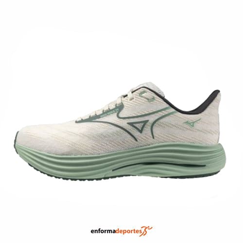 Zapatilla hombre Mizuno Wave Rider 29 | WHITE/BISTRO GREEN/CREME - Imagen 3