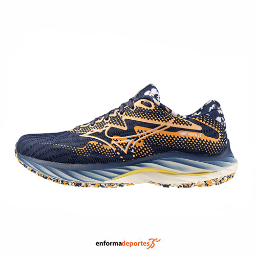 ZAPATILLA MUJER MIZUNO WAVE RIDER 27 ROXY | NAVAL ACADEMY/WHITE/PEACH - Imagen 3