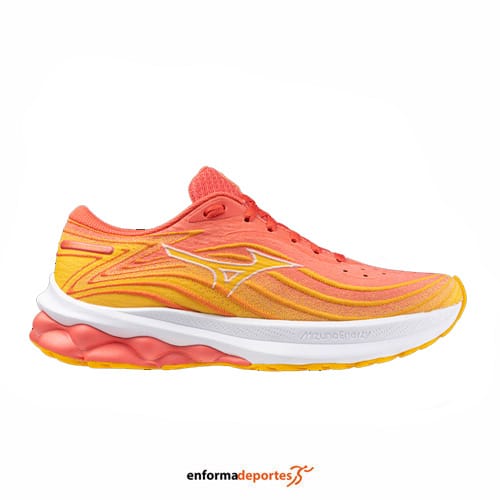 ZAPATILLA MUJER MIZUNO WAVE SKYRISE 5 | DUBARRY/WHITE/CITRUS - Imagen 2