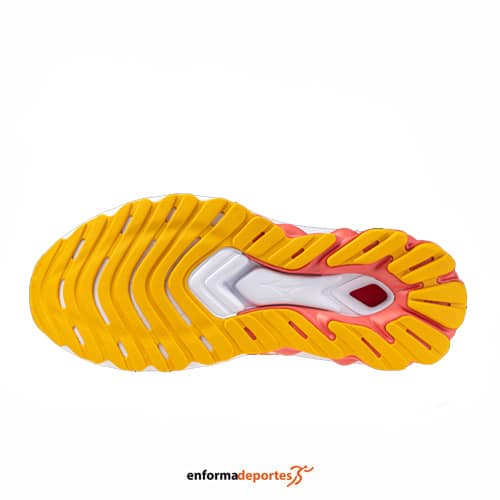 ZAPATILLA MUJER MIZUNO WAVE SKYRISE 5 | DUBARRY/WHITE/CITRUS - Imagen 4