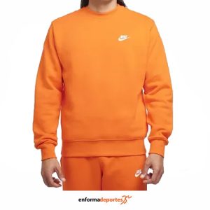 SUDADERA HOMBRE NIKE NSW CLUB CRW BB | SAFETY ORANGE/WHITE