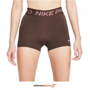 Pantalón corto mujer Nike Pro 3″ | BAROQUE BROWN/WHITE