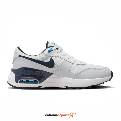 ZAPATILLA JUNIOR NIKE AIR MAX SYSTM | WHITE/THUNDER BLUE-FOOTBA - Imagen 2