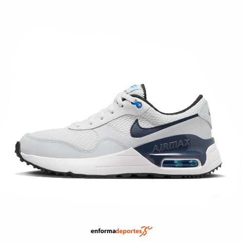 ZAPATILLA JUNIOR NIKE AIR MAX SYSTM | WHITE/THUNDER BLUE-FOOTBA - Imagen 3