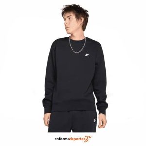 Sudadera hombre Nike Club Fleece Crew | BLACK/WHITE