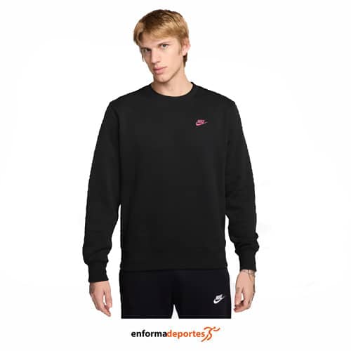 Sudadera hombre Nike Club Fleece Crew | BLACK/PINKSICLE - Imagen 2