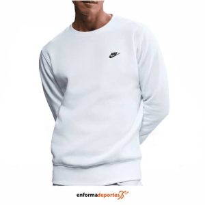 Sudadera hombre Nike Club Fleece Crew | WHITE/BLACK