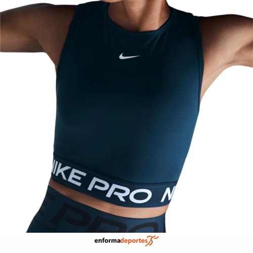 CAMISETA MUJER NIKE PRO DRI-FIT CROPPED | ARMORY NAVY/WHITE - Imagen 2