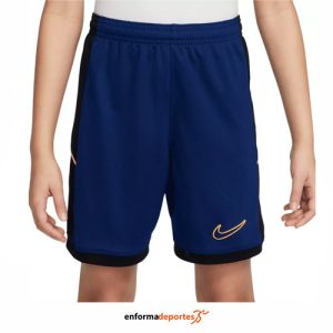 PANTALON CORTO JUNIOR NIKE ACADEMY DRI-FIT 7″ | BLUE VOID/BLACK/ORANGE PU