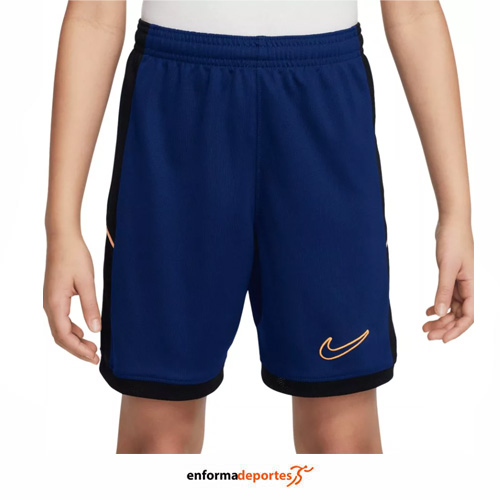 PANTALON CORTO JUNIOR NIKE ACADEMY DRI-FIT 7″ | BLUE VOID/BLACK/ORANGE PU - Imagen 2