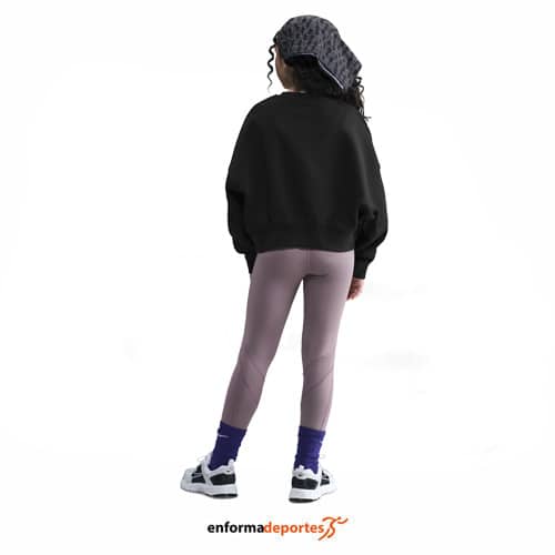 Sudadera junior Nike Cropped Fleece Crew | BLACK/METALLIC SILVER - Imagen 3