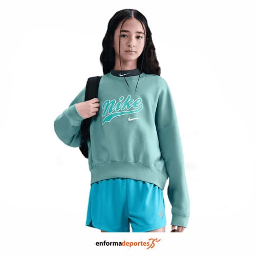 Sudadera junior Nike Cropped Fleece Crew | CANNON/BLEACHED TURQ - Imagen 2