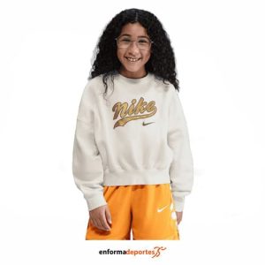 Sudadera junior Nike Cropped Fleece Crew | SAIL/METALLIC GOLD