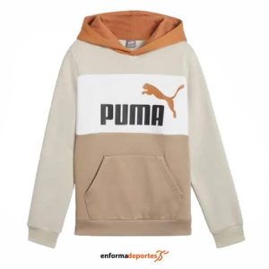 SUDADERA JUNIOR PUMA ESS BLOCK HOODIE FL DESERT DUST | DUST