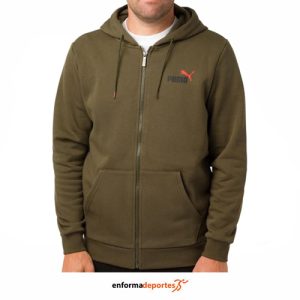 SUDADERA HOMBRE PUMA ESS+ 2 COL SMALL LOGO FZ HOODIE FL | DARK OLIVE