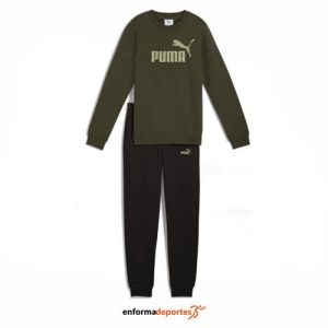 Chándal Junior Puma Essential No.1 Logo Crew | OLIVE