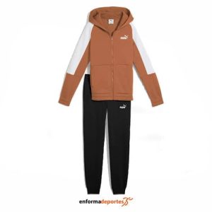 Chándal Junior Puma Essential Block Hooded | CARAMEL