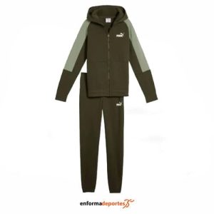 Chándal Junior Puma Essential Block Hooded | OLIVE