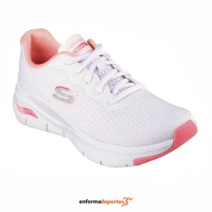 ZAPATILLA MUJER SKECHERS ARCH FIT-INFINITY COOL | WHITE MESH/PINK TRIM