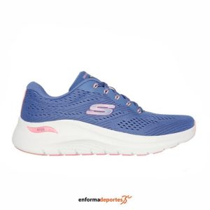 Zapatilla mujer Skechers Arch Fit 2.0- Big League | BLUE MESH/PINK TRIM