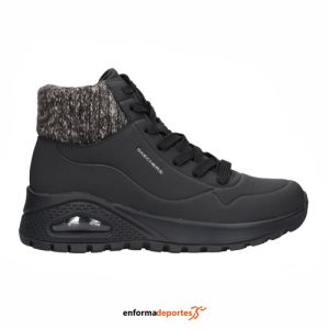 ZAPATILLA MUJER SKECHERS UNO RUGGED | BLACK DURALEATHER/SWEATER