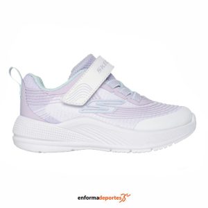 ZAPATILLA INFANTIL SKECHERS MICROSPEC ADVANCE | WHITE MESH/LAVENDER TRIM/