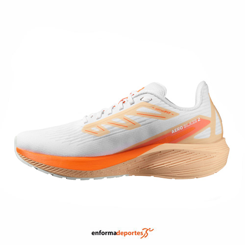 Zapatilla Mujer Salomon Aero Blaze 2 | WHITE/DRAGON FIRE/PEACH Q - Imagen 3