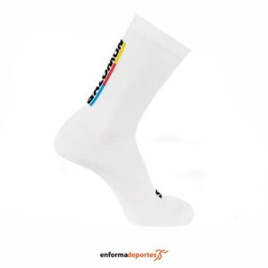 Calcetines Unisex Salomon Pulse Race Flag Crew | WHITE/BRIGHT RED/LEMON